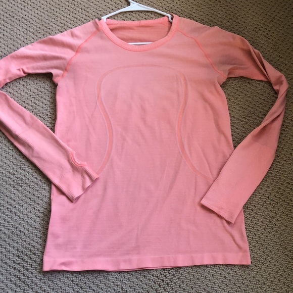 Lululemon run swiftly tech long sleeve shirt with them holes pop orange size 10 - Picture 2 of 6